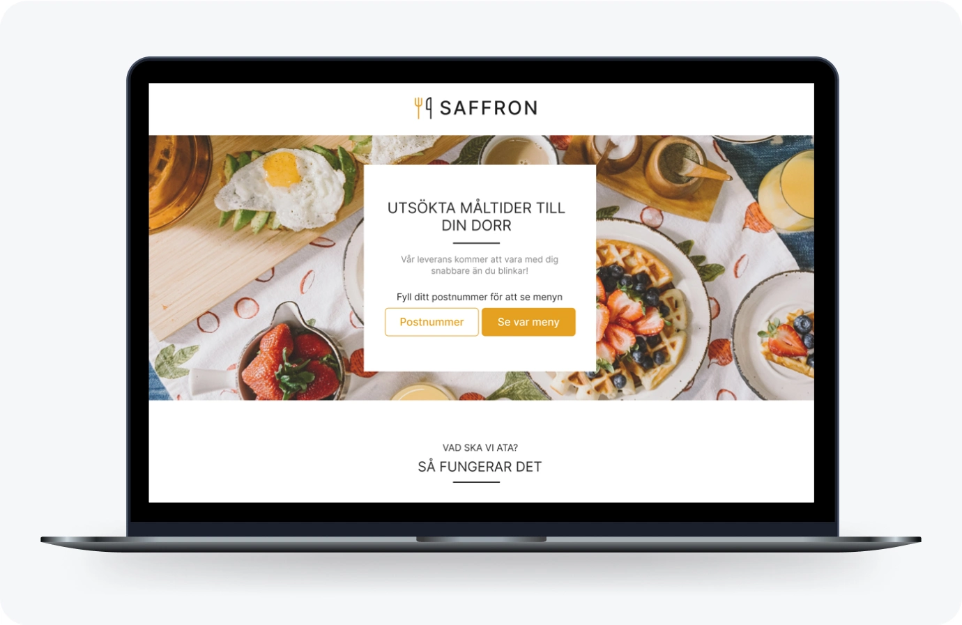 A logo for Saffron Cooks, an app for premium food delivery service