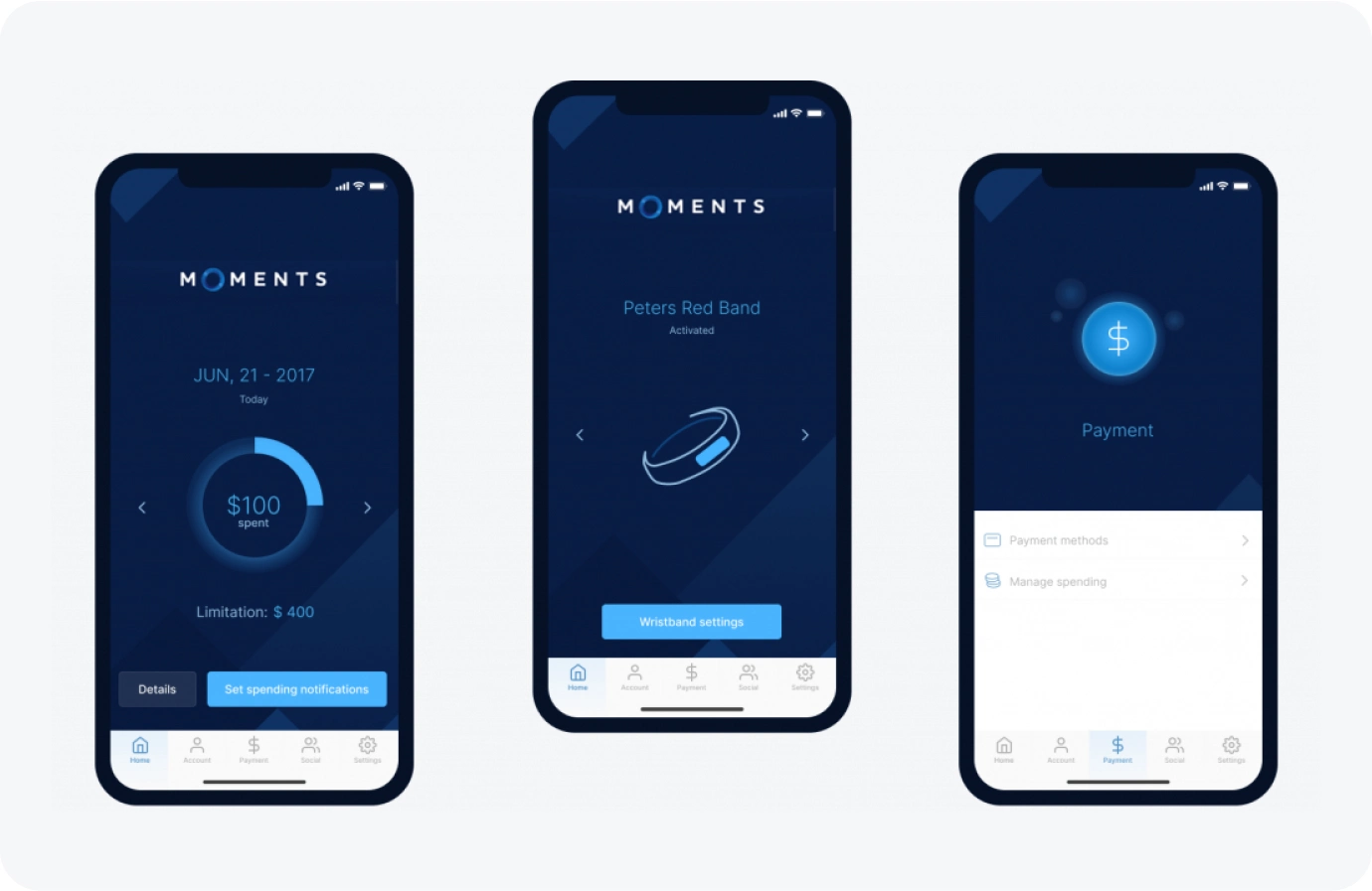 A logo for fintech application NFC Moments