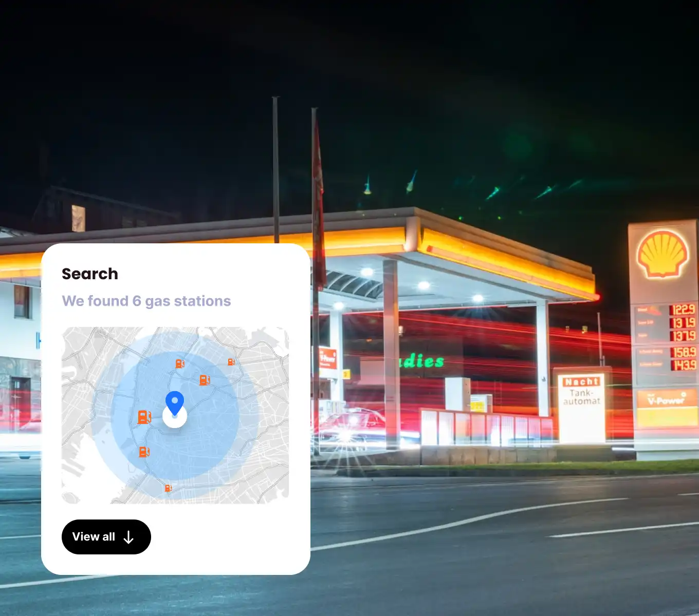 Nearest gas station finder development