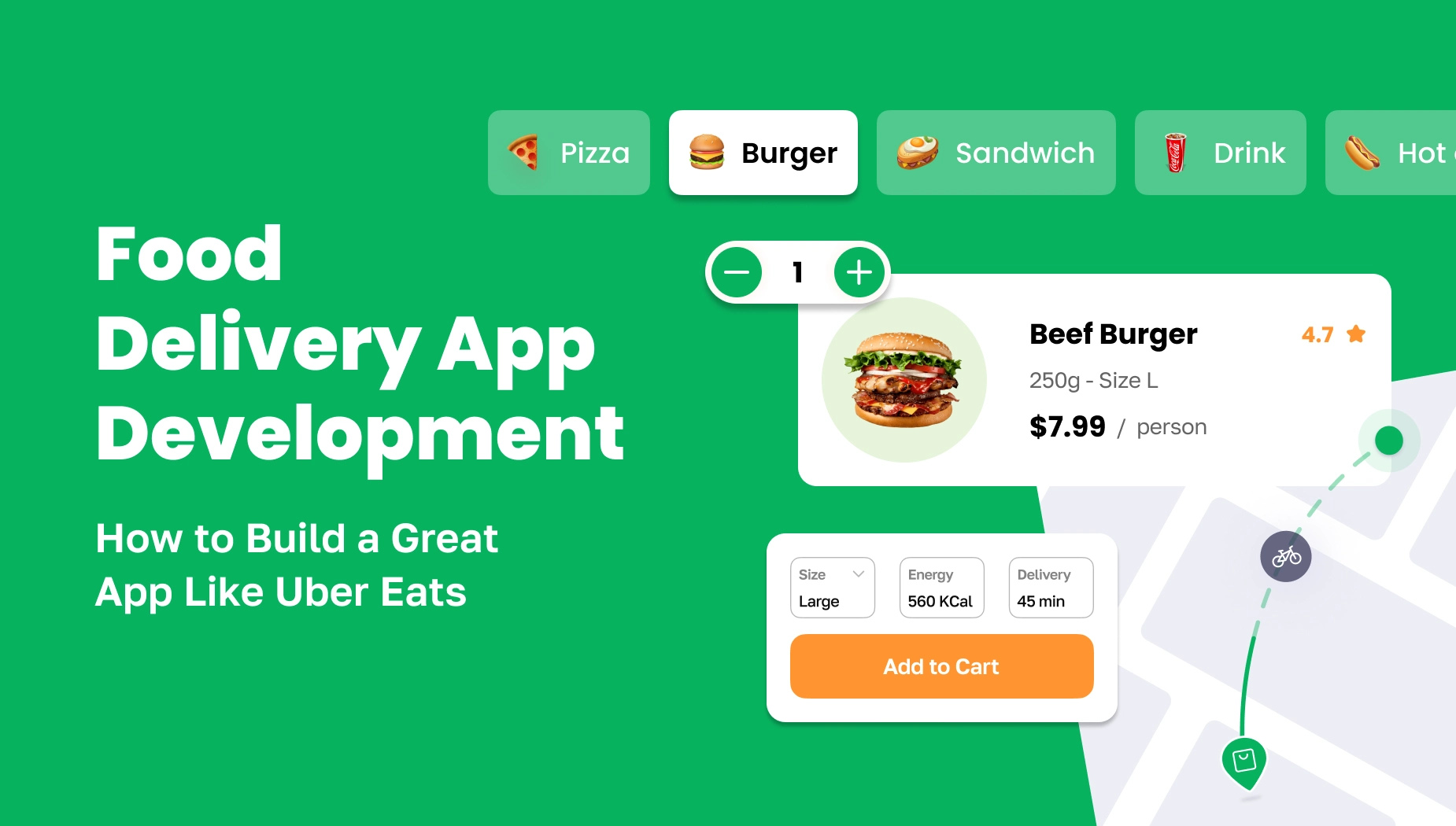 A cover image for article on Food Delivery App Development: How to Build a Great App Like Uber Eats