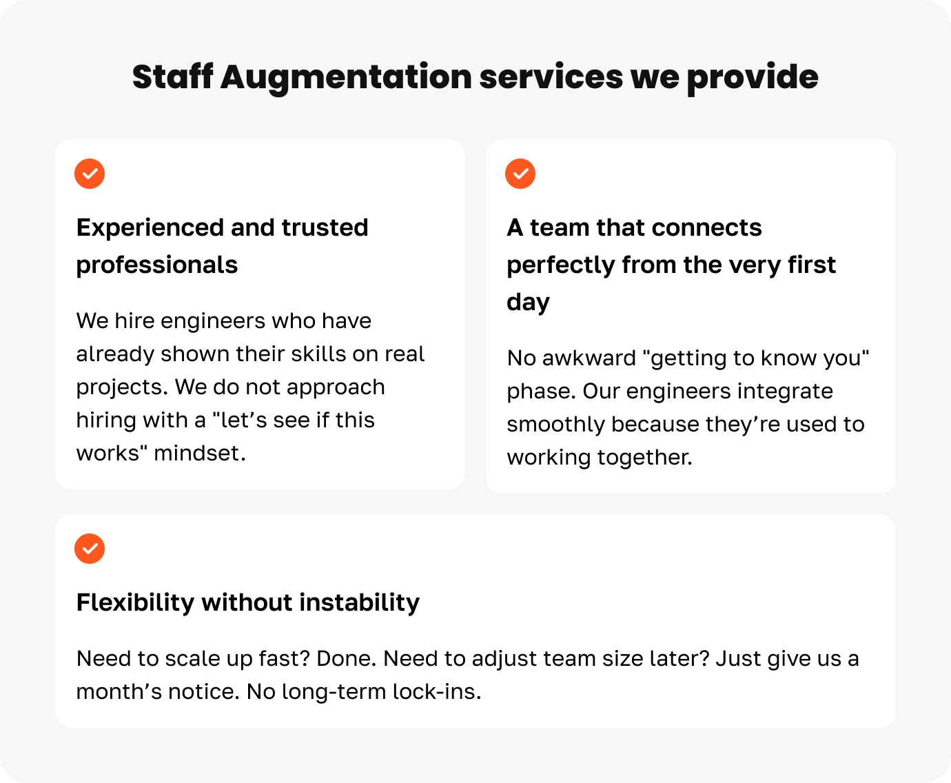 An image describing Staff Augmentation Services we provide within smart team composition and development team optimization initiatives