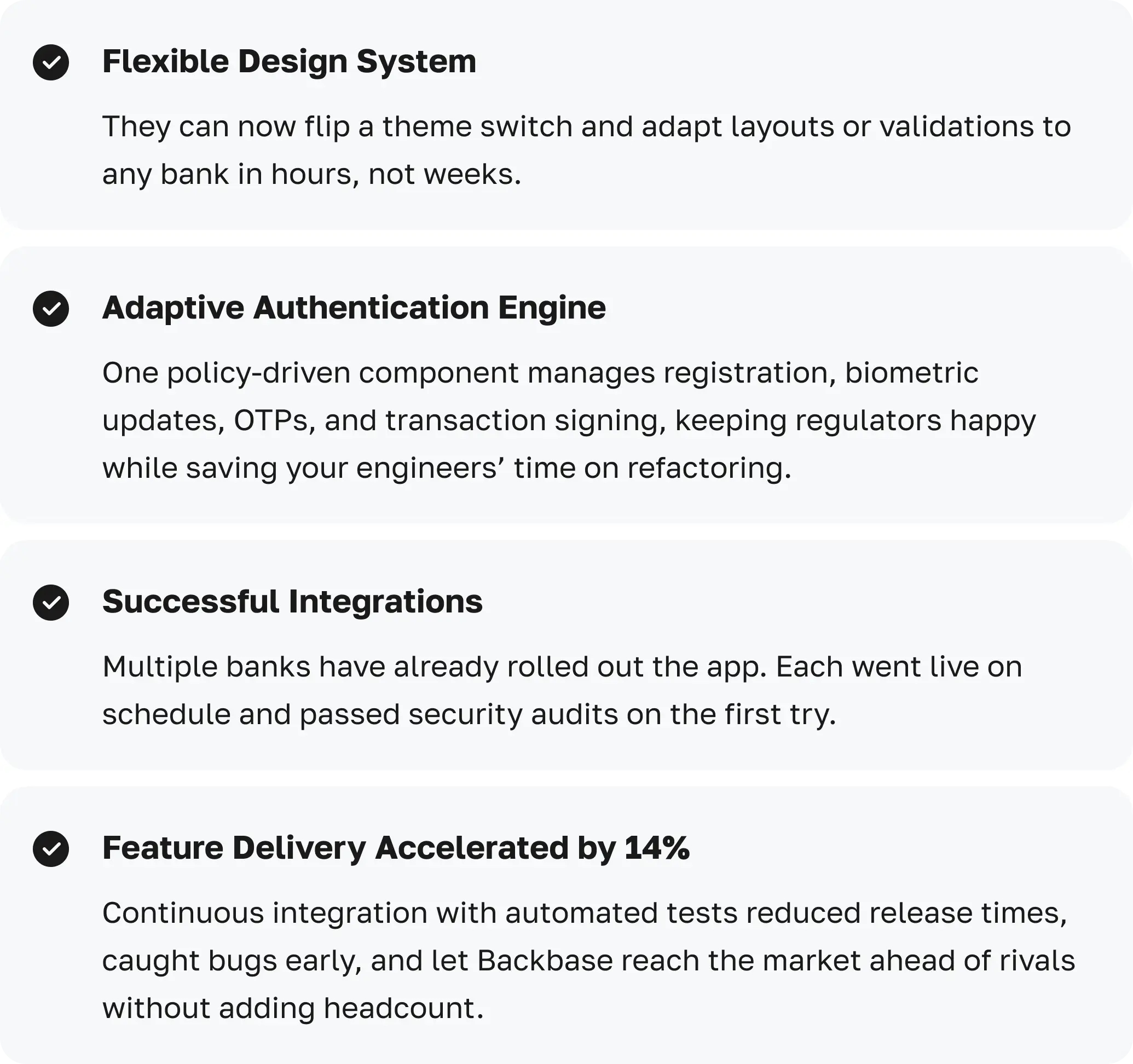 Key results achived by our team for Backbase while development process captioned in the article AI FinTech: Benefits, Use Cases & Generative AI in Financial Services