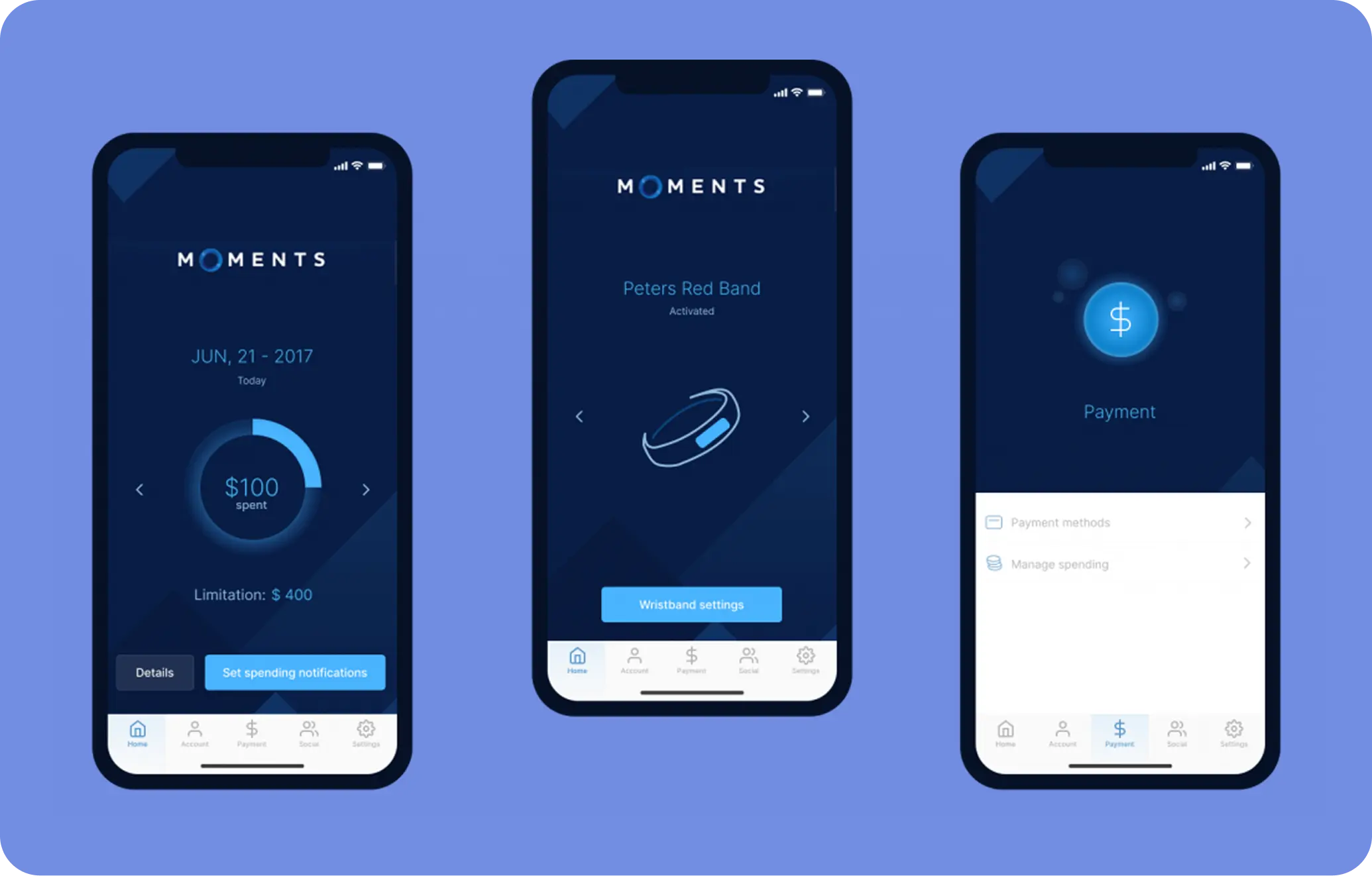 An example of the Moments NFC interface in the article AI FinTech: Benefits, Use Cases & Generative AI in Financial Services