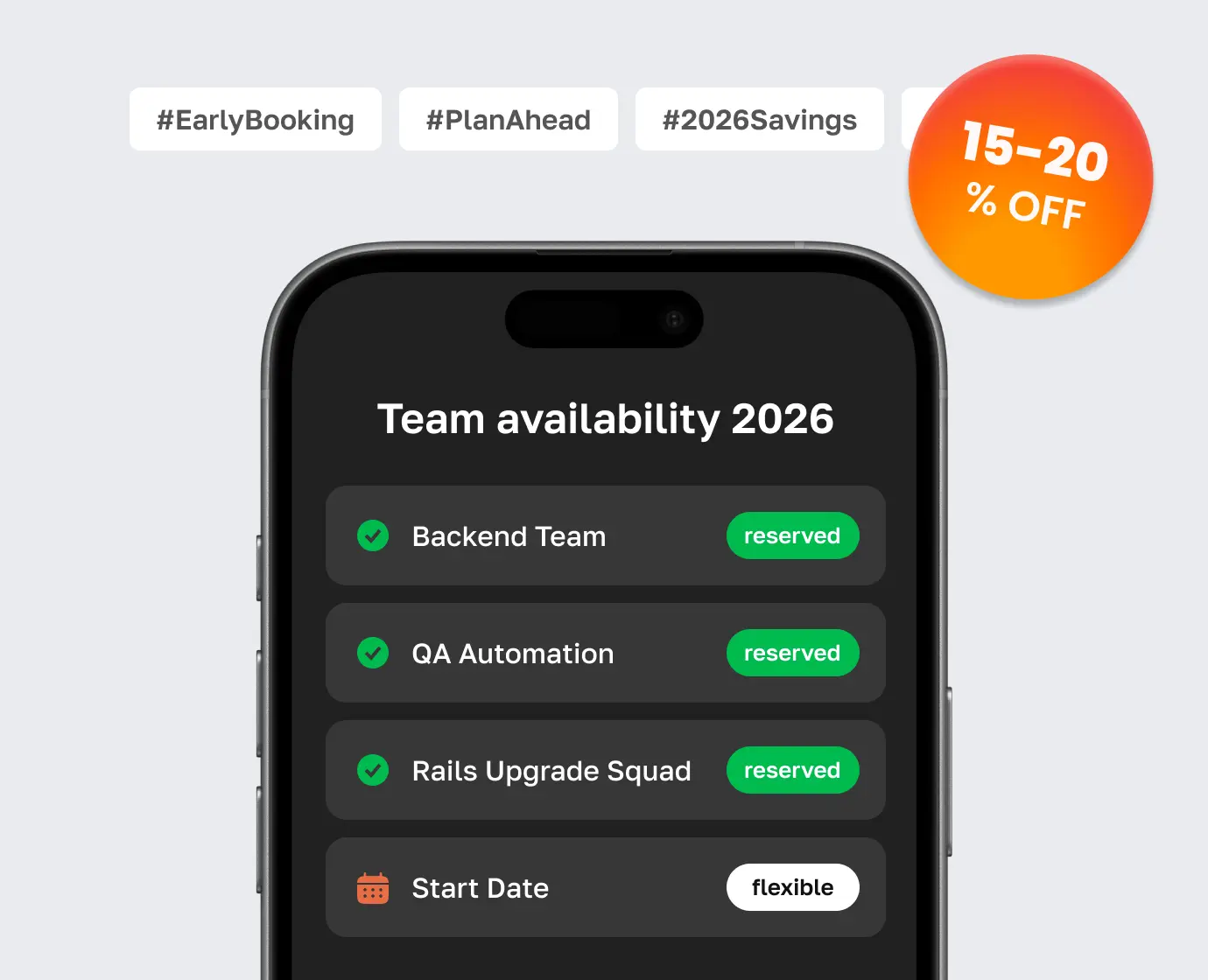 Early booking for 2026 development